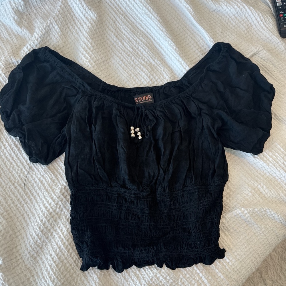 Shyanne Black Off-Shoulder Blouse
